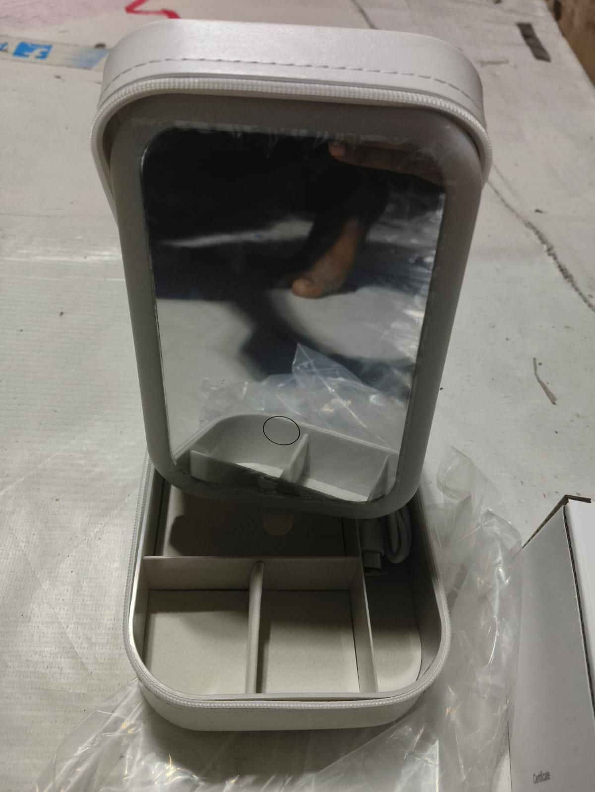 White Jewelry Box with LED Mirror for makeup