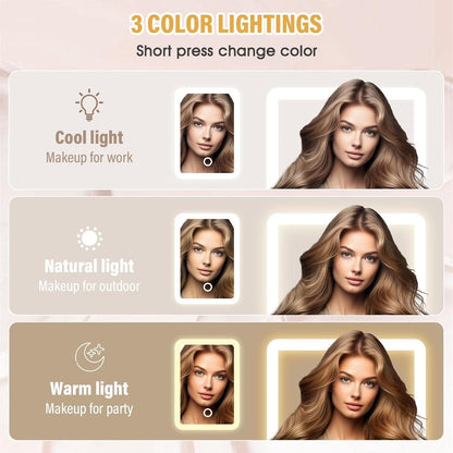 White Jewelry Box with LED Mirror for makeup