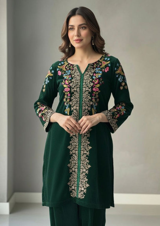 Velvet Designer Co-Ord Set with Embroidery Work (KK-149)