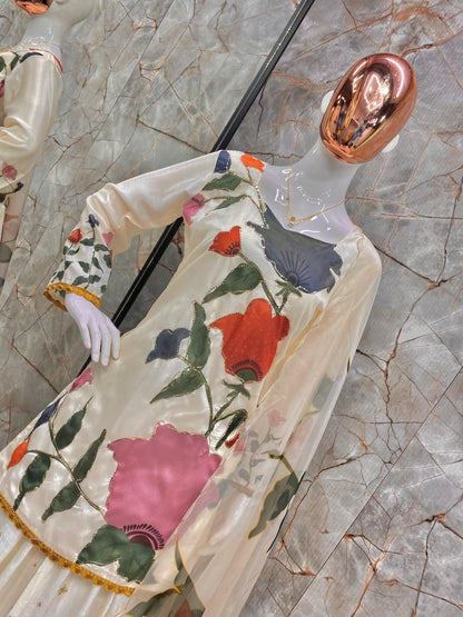 Exclusive Designer Heavy Chinon Suit with Full-Flair Gharara (KK-89)