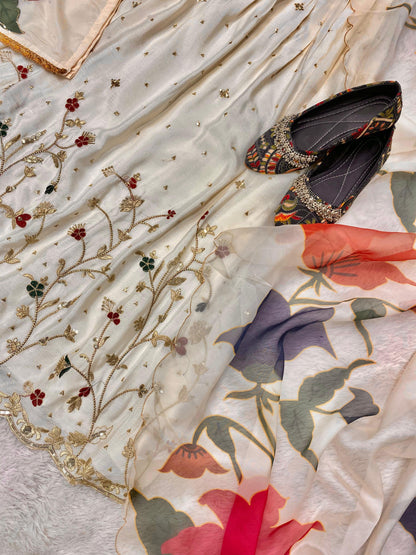 Exclusive Designer Heavy Chinon Suit with Full-Flair Gharara (KK-89)